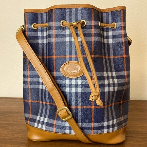 Burberry Bucket Bag coated canvas navy blue Haymarket pattern - Picture 3 of 14